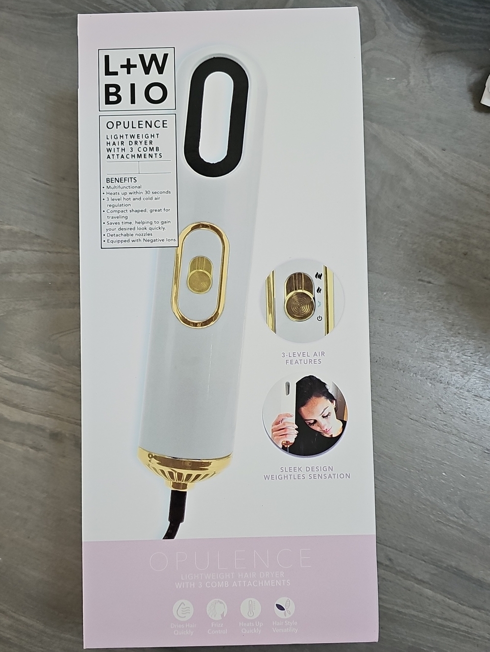 Opulence White & Gold Lightweight Hair Dryer